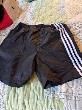 adidas Black Shorts with White Side Stripes - Kids